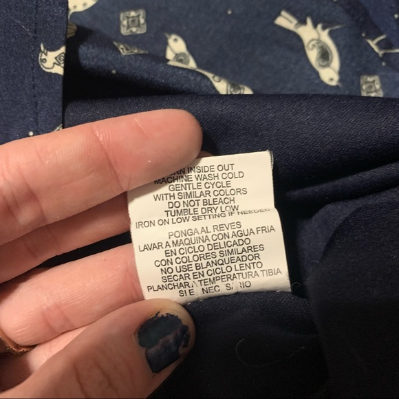 Lily Rose Navy Blue Bird 3/4 Sleeve Polyester Dress; Medium - Picture 9 of 10